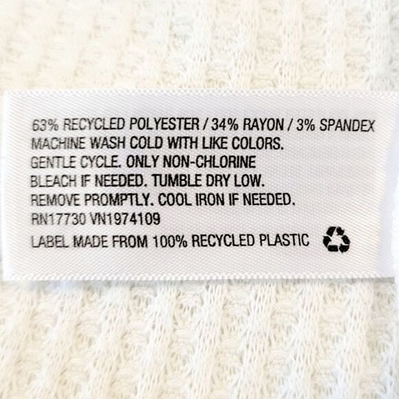 Wild Fable White High/Low Waffle Weave Raw Edging Long Sleeve Top - Picture 7 of 7